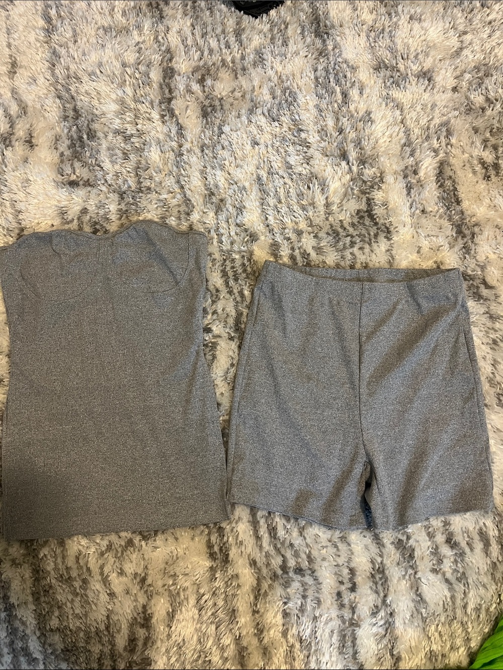 Gray Two-Piece Knit Top and Shorts Set